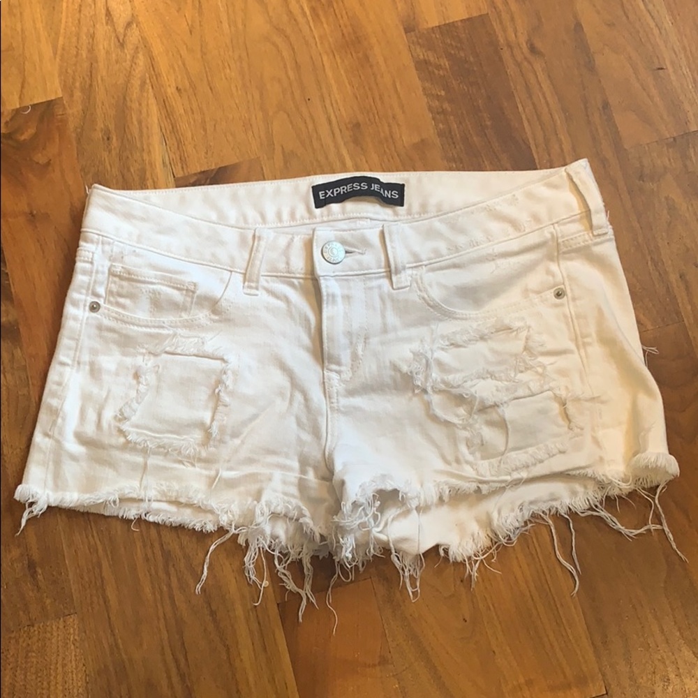 Destroyed White Denim Shorts
